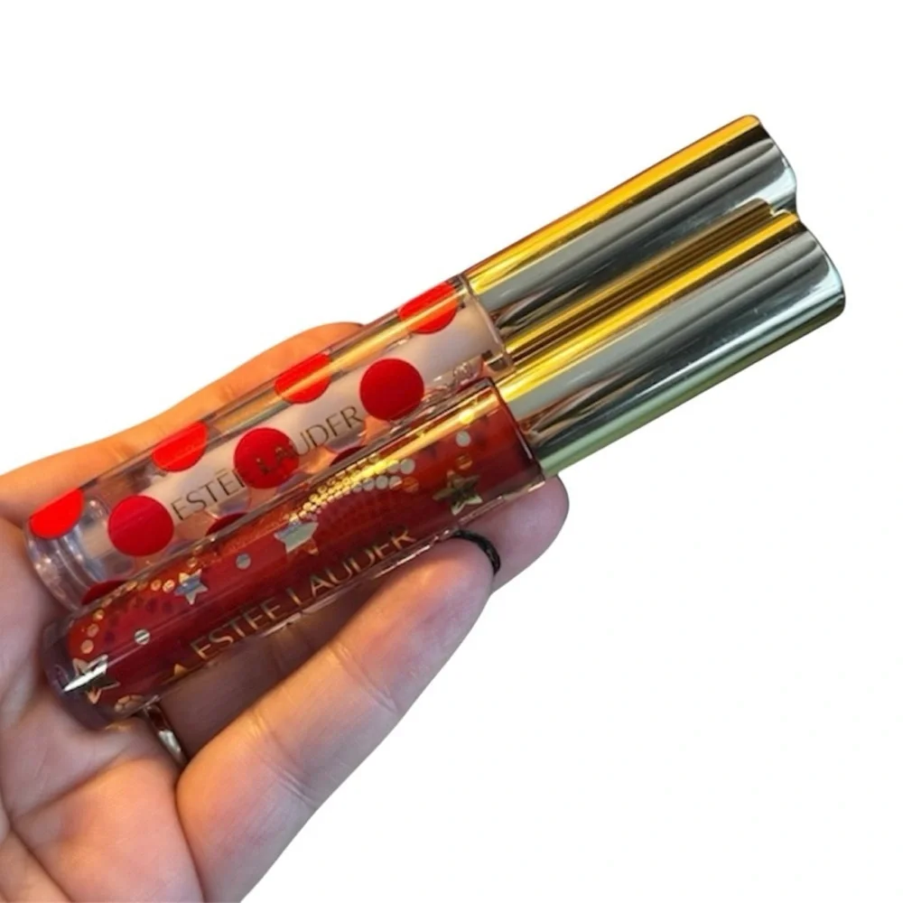 Estee Lauder Red and Gold Lip Gloss Duo new holiday makeup designer lipstick